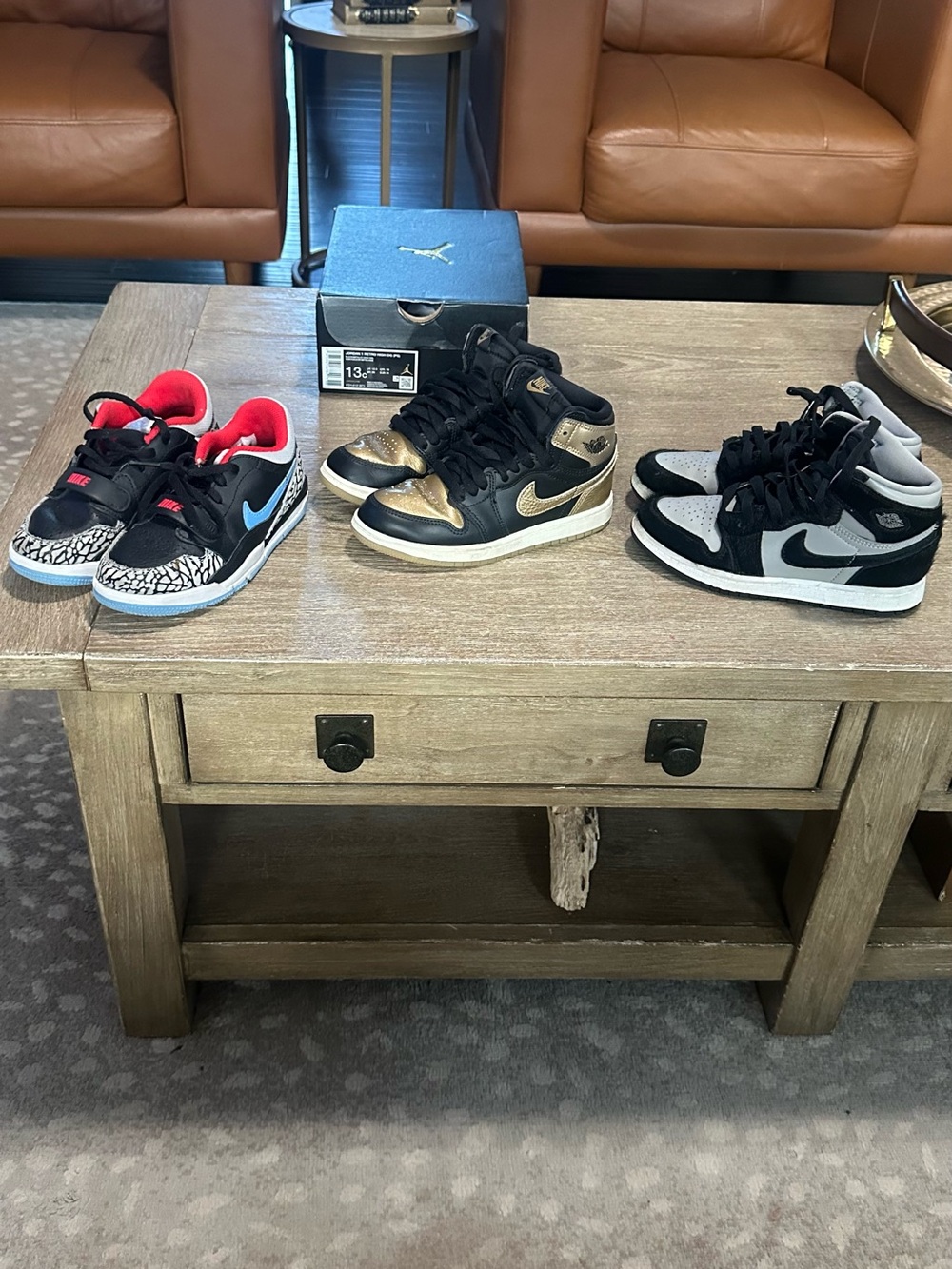 Nike Kids' High-Top Sneakers in Black and Gold